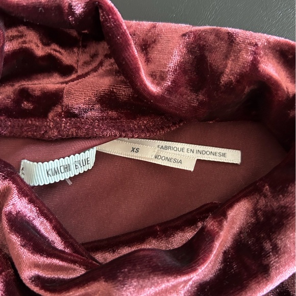 Kimchi Blue Dress Red Wine Crushed Velvet Mock Neck Mini Dress size XS - Picture 5 of 10